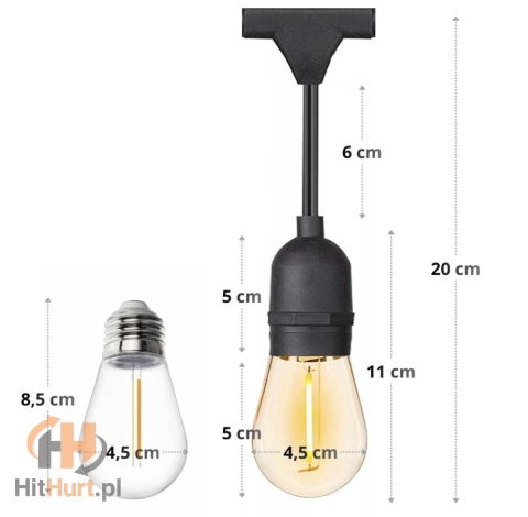 Lampki LED - Girlanda Ogrodowa Świetlna 15m + 15 x Żarówka LED + Gruby Kabel + Wodoszczelna + Najlepsza Jakość + Lampki LED