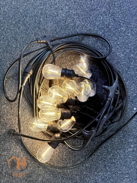 Lampki LED - Girlanda Ogrodowa Świetlna 20m/ 20+1 x Żarówka LED + Gruby Kabel + Wodoszczelna + Najlepsza Jakość + Zapas