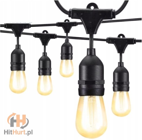 Lampki LED - Girlanda Ogrodowa Świetlna 20m + 20 x Żarówka LED + Gruby Kabel + Wodoszczelna + Najlepsza Jakość